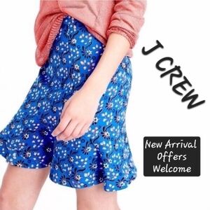 J. Crew Blue Floral Mini Skirt. Excellent Condition NWOT Size 00